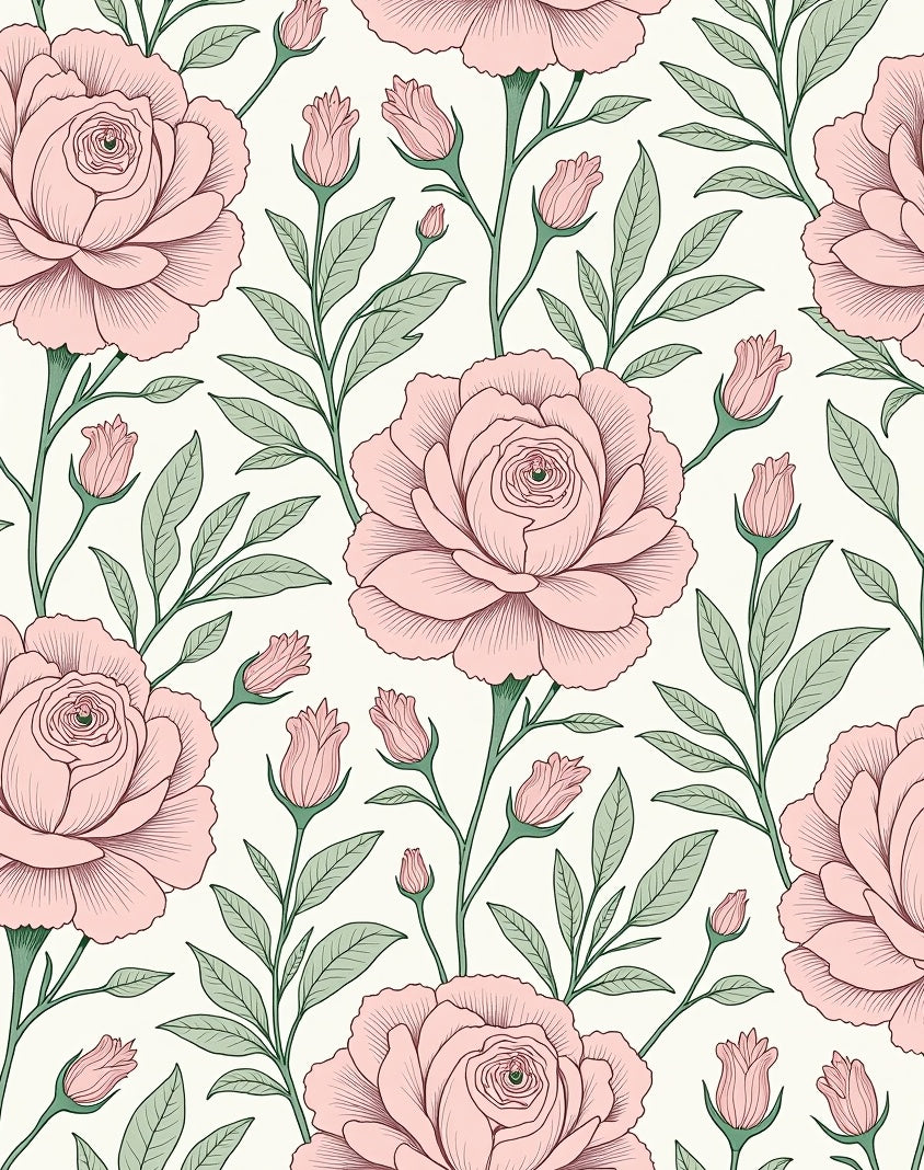 Vintage Pink Rose Floral Garden Rug