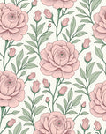 Vintage Pink Rose Floral Garden Rug