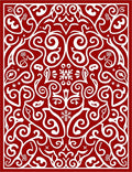 Crimson White Winter Swirl Ornamental Rug