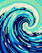 Dynamic Blue Teal Swirl Wave Rug