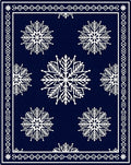 Deep Blue White Snowflake Mandala Runner Rug