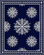 Deep Blue White Snowflake Mandala Runner Rug