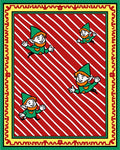 Whimsical Green Elf Red Stripe Rug