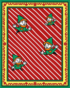 Whimsical Green Elf Red Stripe Rug