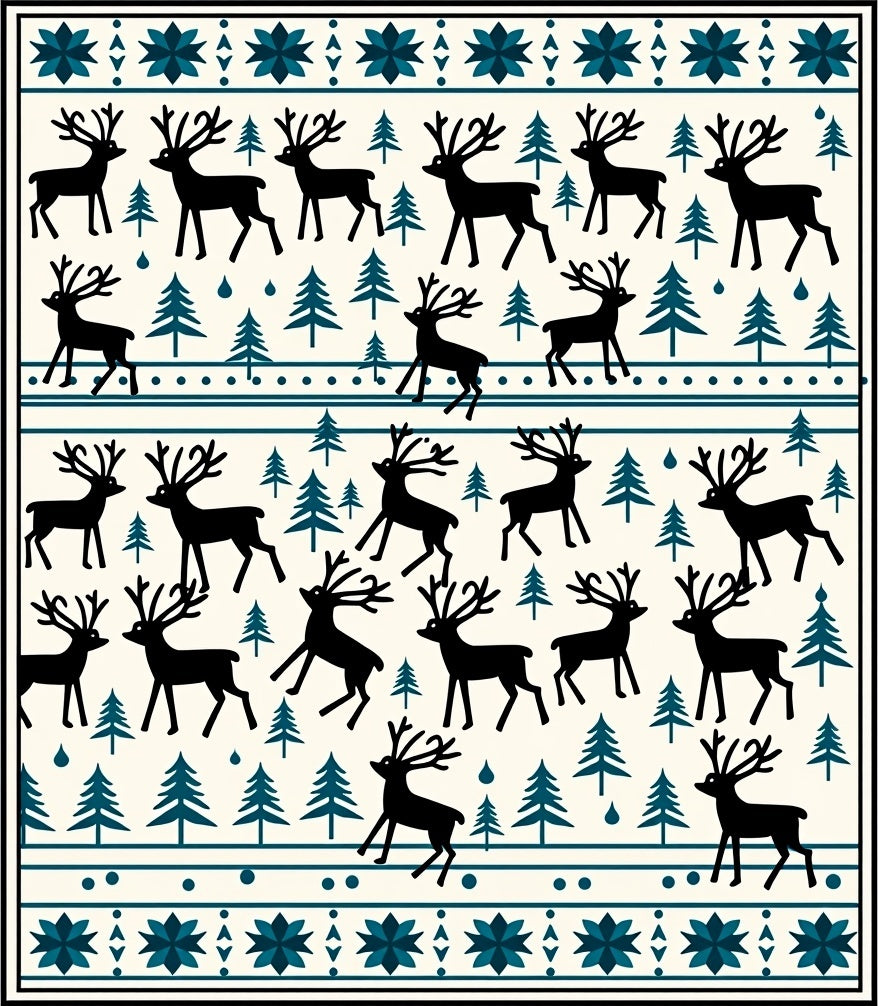 Black Reindeer Forest Winter Charm Rug