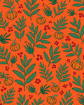 Autumn Orange Pumpkin Leaf Berry Rug