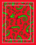 Lively Red Green Swirls Rug