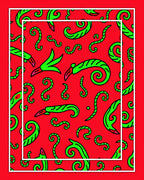 Lively Red Green Swirls Rug