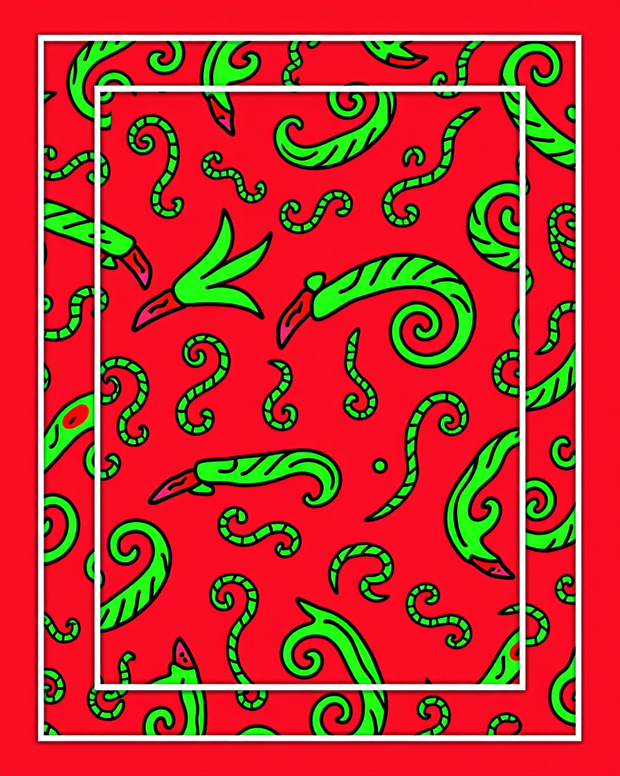 Lively Red Green Swirls Rug