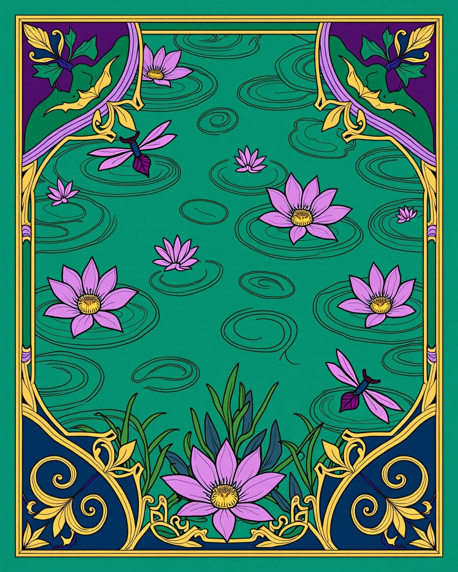 Purple Lily Pond Dragonfly Garden Rug