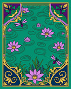 Purple Lily Pond Dragonfly Garden Rug