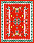 Vibrant Red Festive Floral Medallion Rug