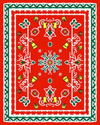 Vibrant Red Festive Floral Medallion Rug