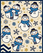 Friendly Snowman Blue Scarf Snowflake Ensemble Rug