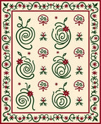 Crimson Green Swirl Floral Border Rug