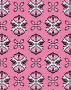 Pink floral medallion with blue accents Rug