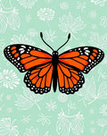Bright Orange Butterfly Whimsical Garden Rug