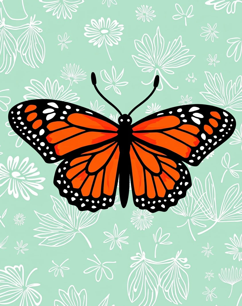 Bright Orange Butterfly Whimsical Garden Rug
