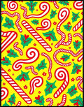 Bright Yellow Candy Cane Holly Swirl Rug