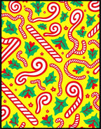 Bright Yellow Candy Cane Holly Swirl Rug