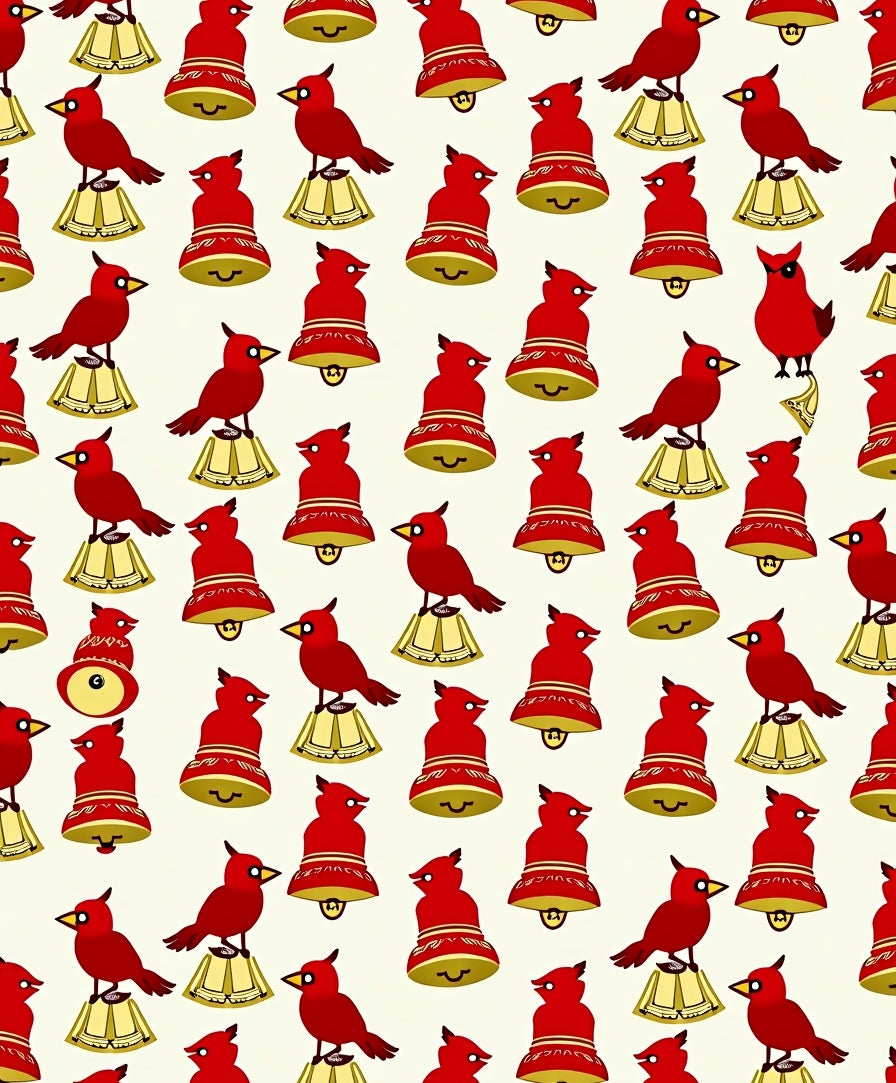Red Cardinal Bell Collage Rug