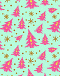 Bright Pink Pine Tree Scatter Rug