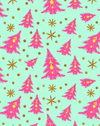 Bright Pink Pine Tree Scatter Rug