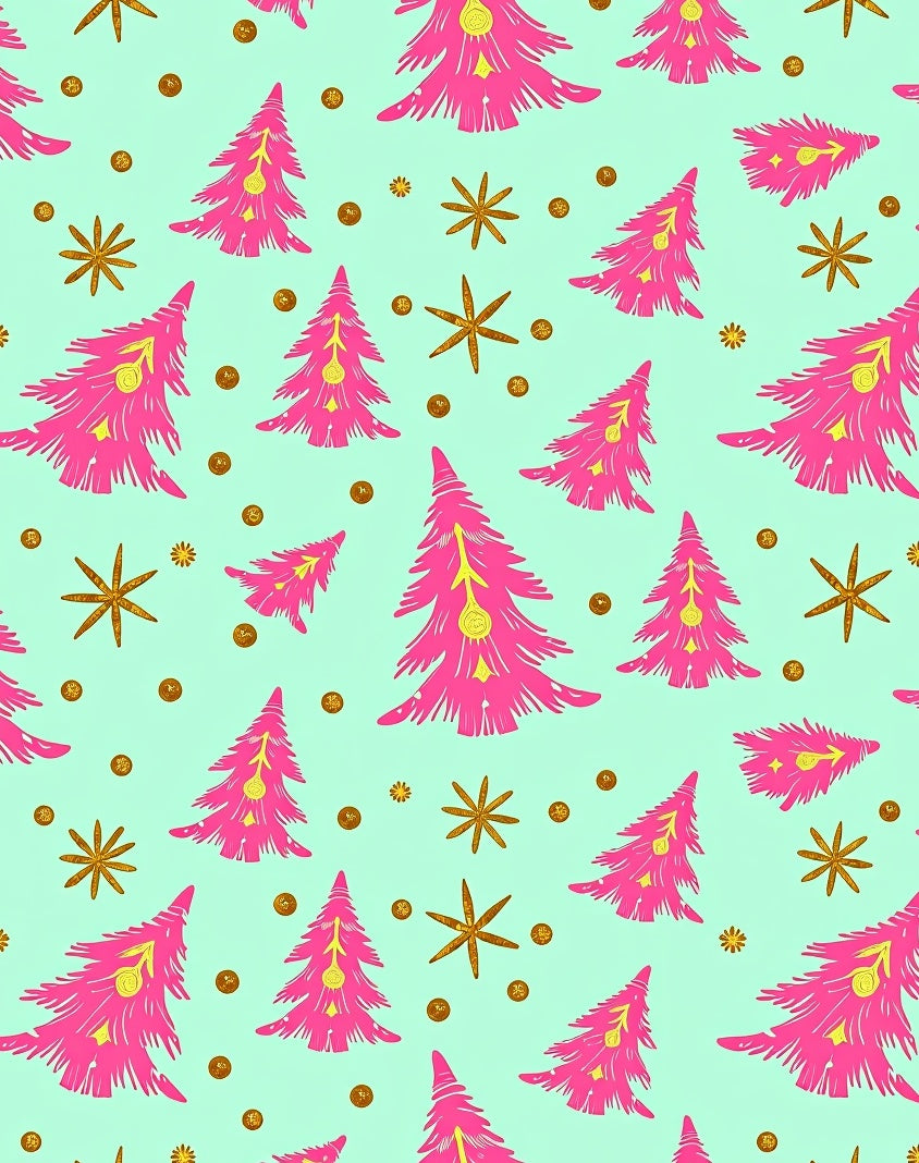 Bright Pink Pine Tree Scatter Rug