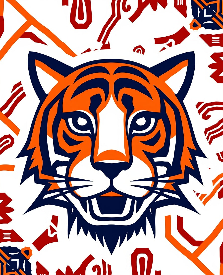 Bold Orange Tiger Graphic Rug