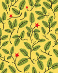 Bright Yellow Green Leaf Red Star Rug