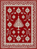 Crimson White Tree Floral Medallion Rug