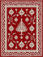 Crimson White Tree Floral Medallion Rug