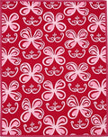Crimson Pink Tropical Butterfly Garden Rug