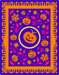 Whimsical Orange Pumpkin Floral Border Rug