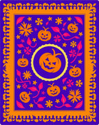 Whimsical Orange Pumpkin Floral Border Rug