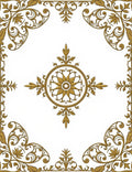 Ornate Gold Floral Medallion Emblem Rug