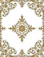 Ornate Gold Floral Medallion Emblem Rug