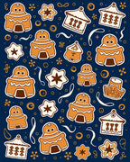 Whimsical Gingerbread Holiday Cookie Collage Rug