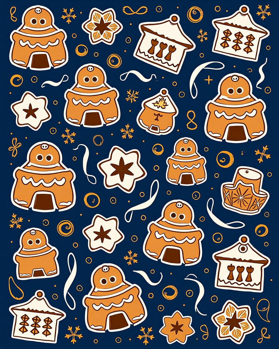 Whimsical Gingerbread Holiday Cookie Collage Rug