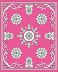 Vibrant Fuchsia Floral Medallion Border Rug