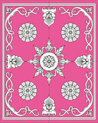 Vibrant Fuchsia Floral Medallion Border Rug