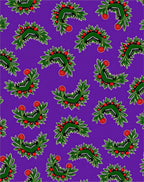Emerald Green Fanned Leaf Red Berry Rug