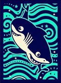 Whimsical Shark Ocean Waves Rug