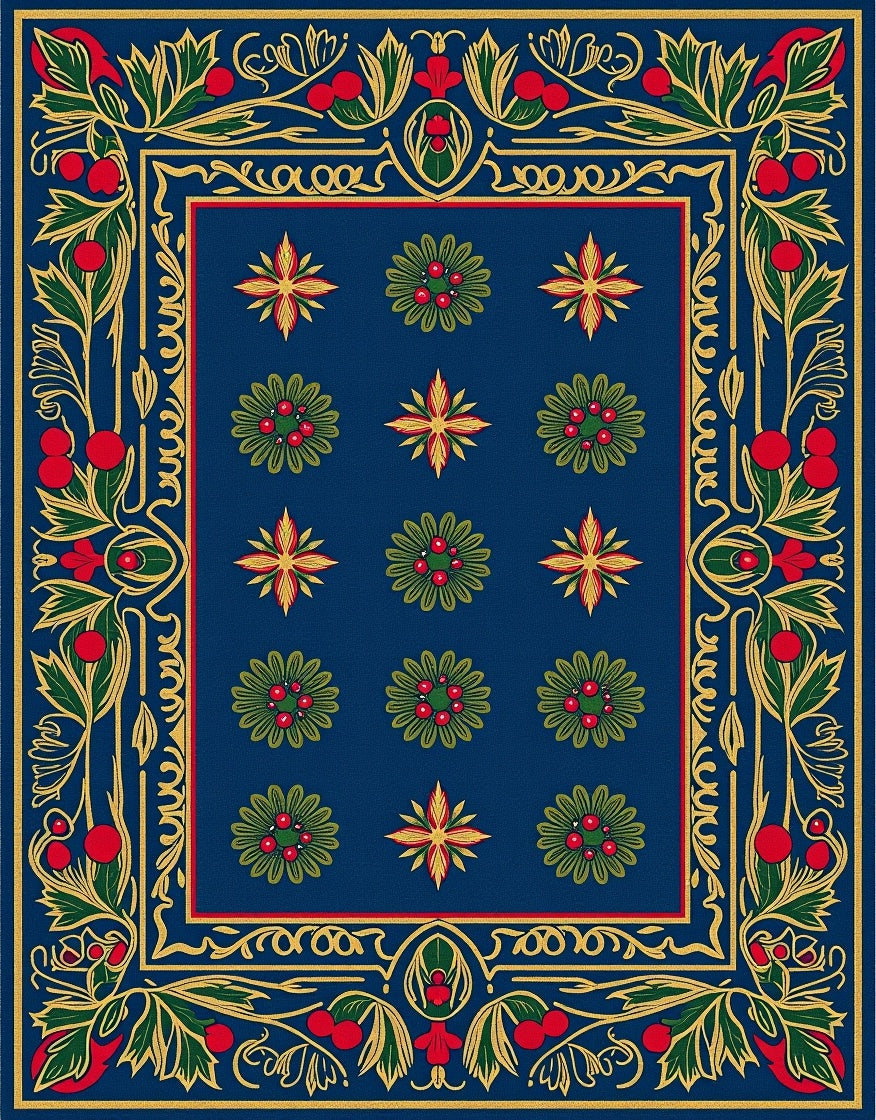 Royal Blue Garden Medallion Rug