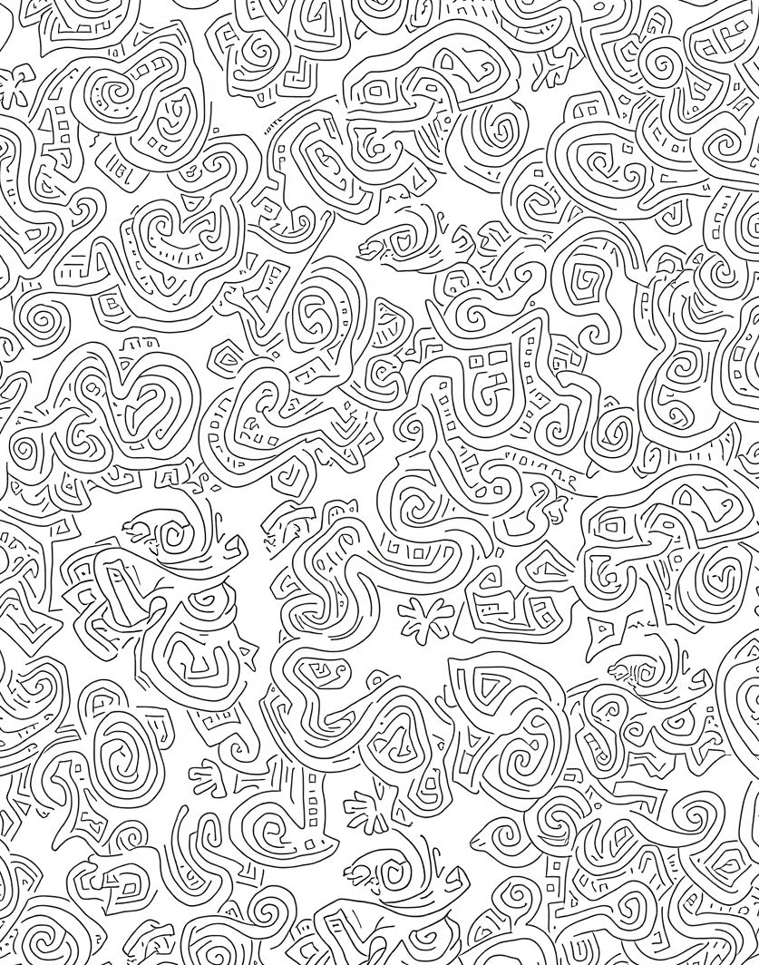 Abstract Intertwined Black And White Lines Rug