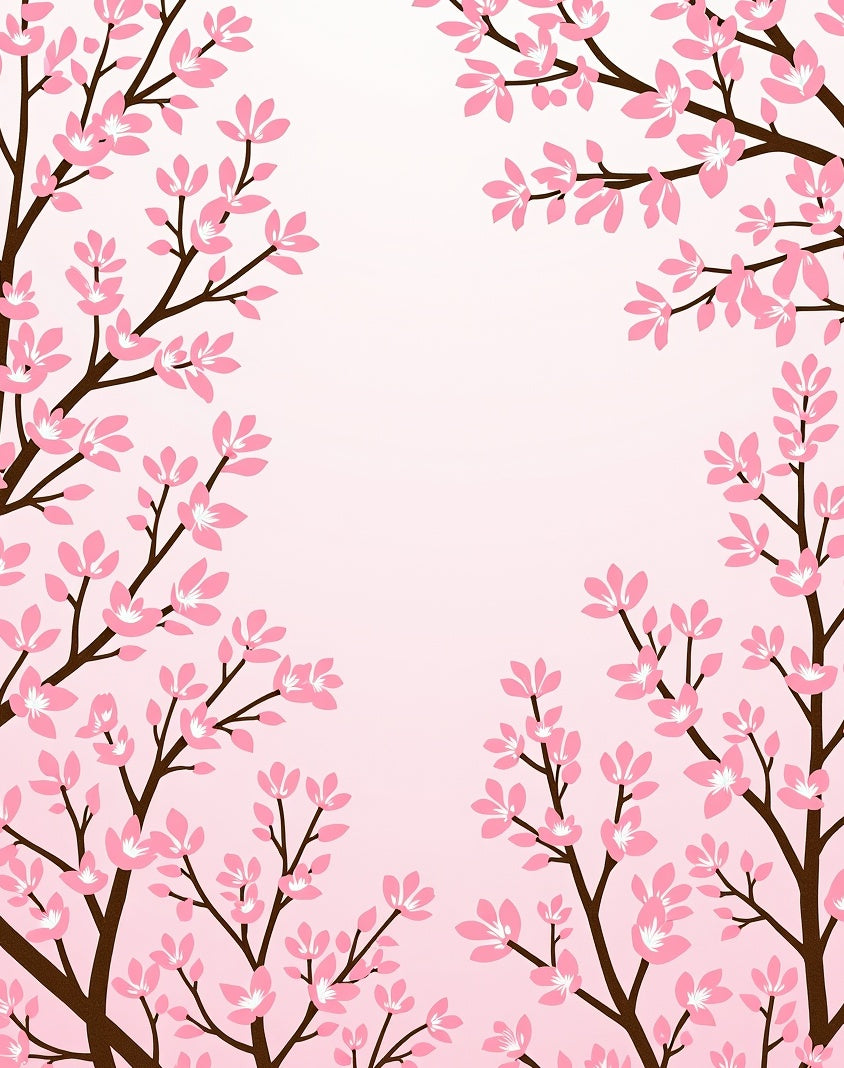 Pink Blossom Branch Frame Rug