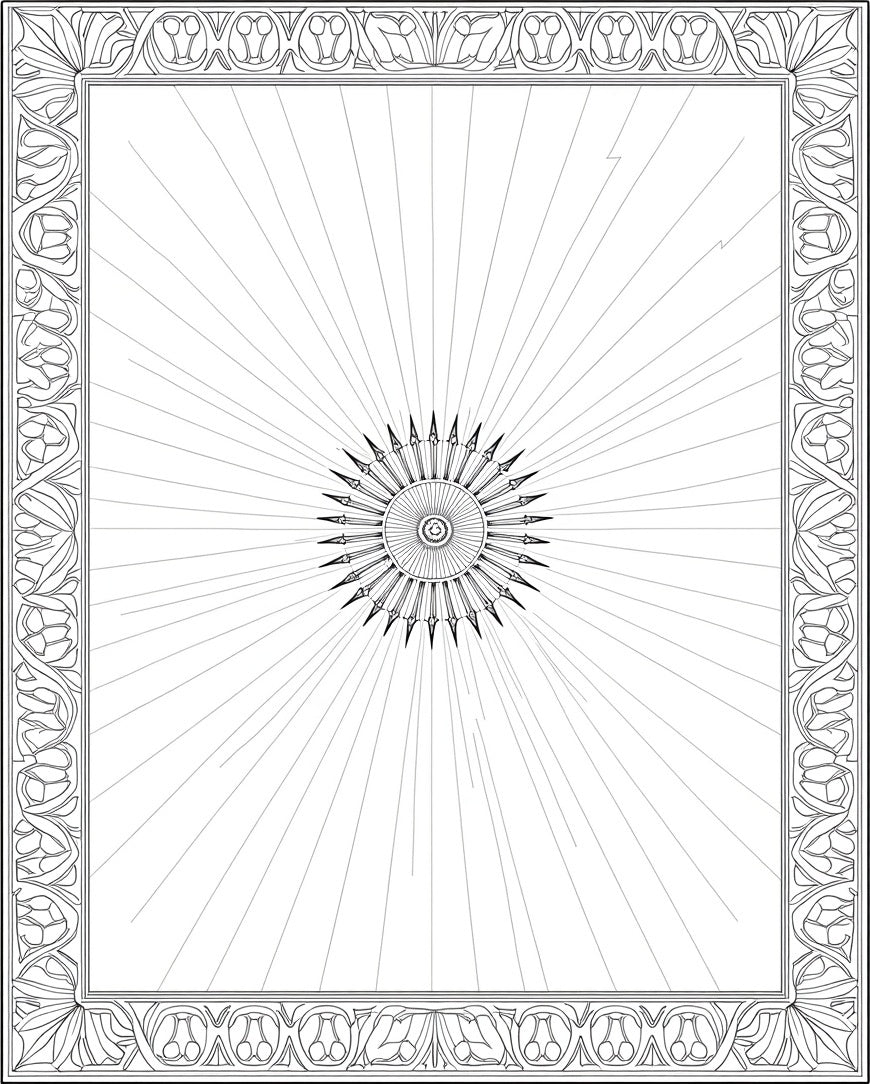 Sunburst Mandala Floral Border Rug