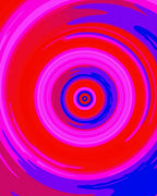 Vibrant Red Pink Blue Swirl Rug