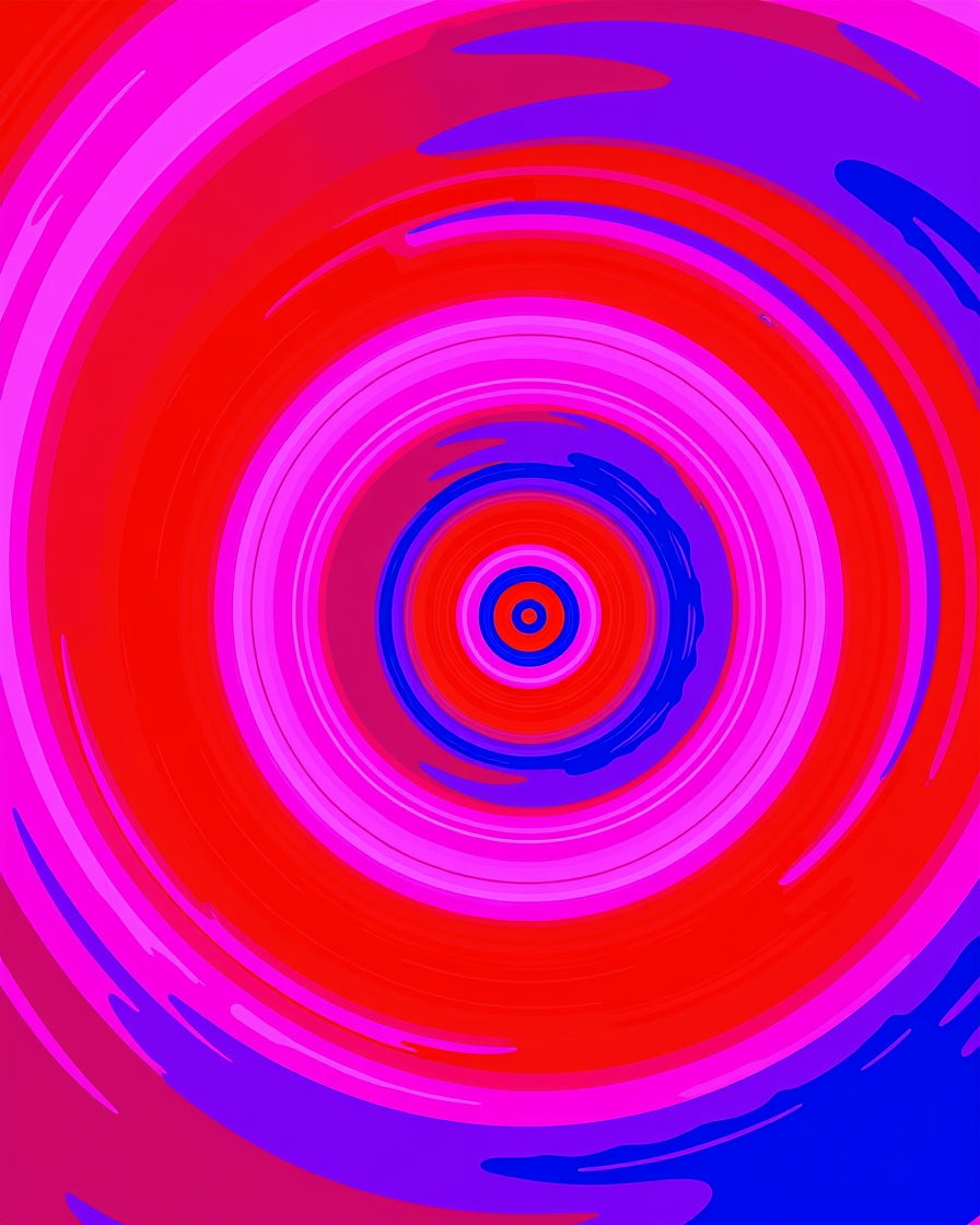 Vibrant Red Pink Blue Swirl Rug