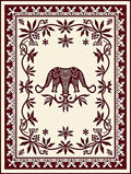 Crimson Elephant Floral Frame Rug